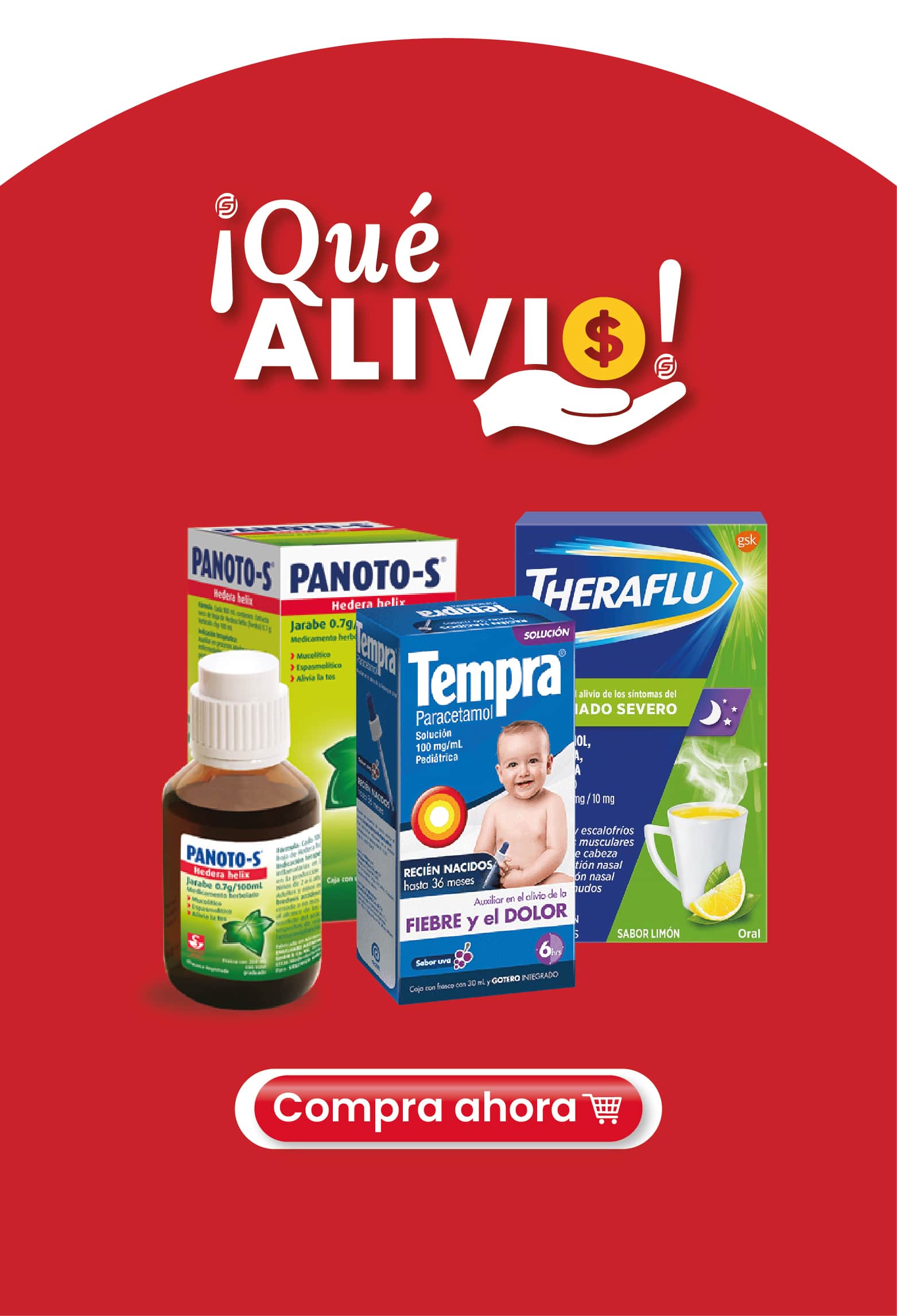 que alivio tempra panotos theraflu