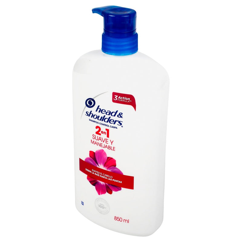 Shampoo Head & Shoulders 2 En 1 Suave Y Manejable 850 Ml 7500435182140  perfil 3