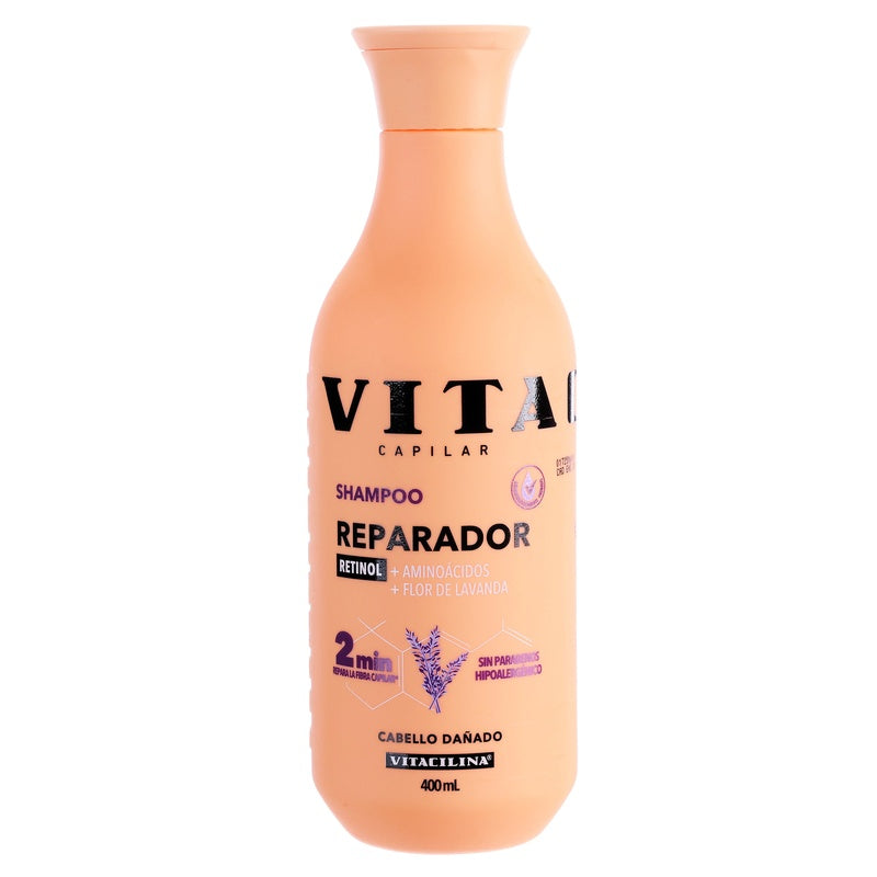 Shampoo Vitacilina Reparador Cabello Dañado 400 Ml 7502250342433  perfil 4