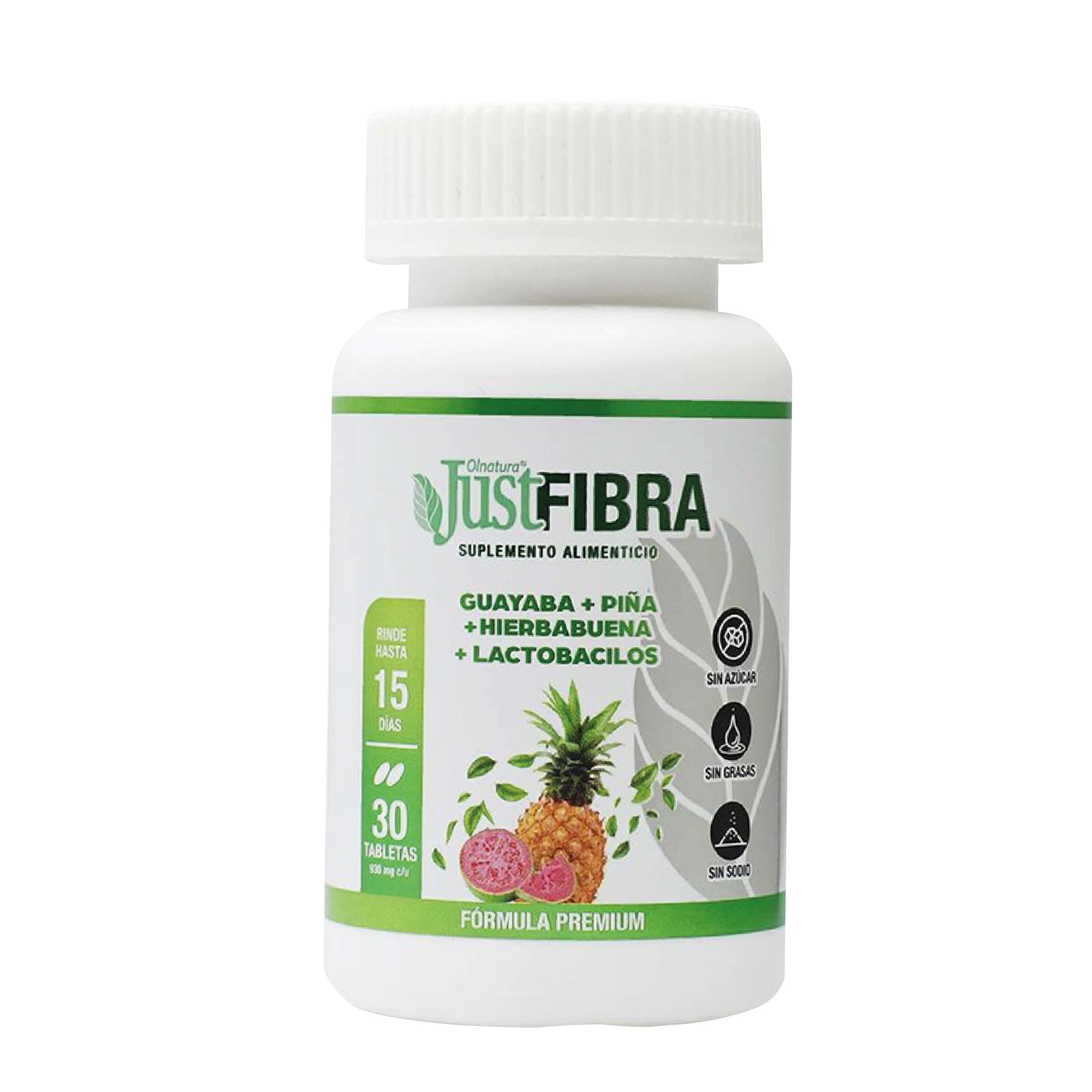 Justfibra Suplemento Alimenticio Guayaba + Piña + Hierbabuena Con 30 Tabletas