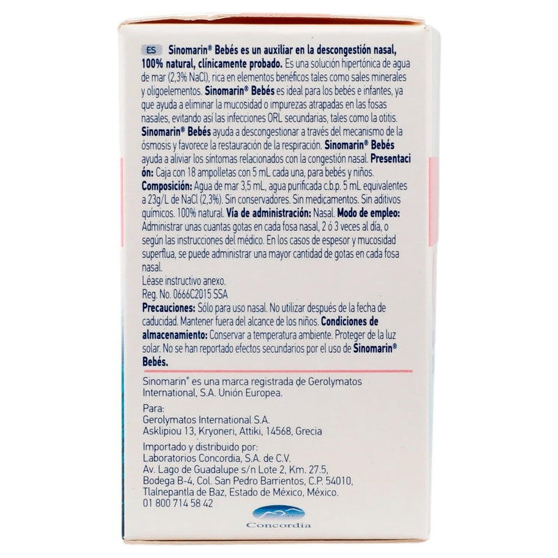 Sinomarin Bebes Nasal Ampolletas 18 X 5 Ml 7502209710160  perfil 3