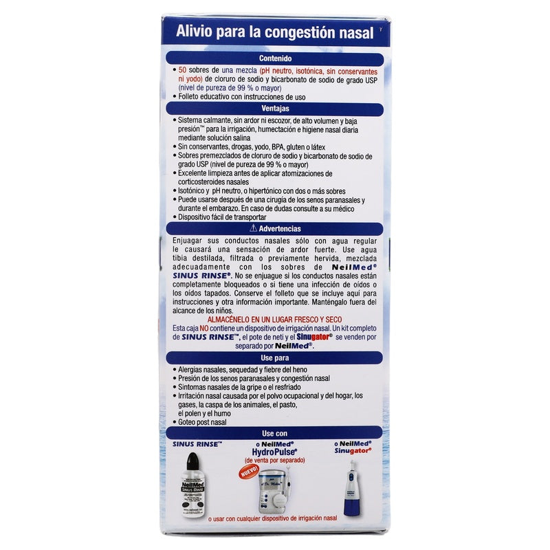 Sinus Rinse Refill Con 50 Sobres Premezclados 705928052000 