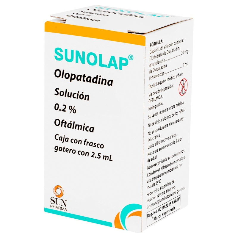 Sunolap (Olopatadina) 0.2% Gotero 2.5 Ml 7506384300208  perfil 7