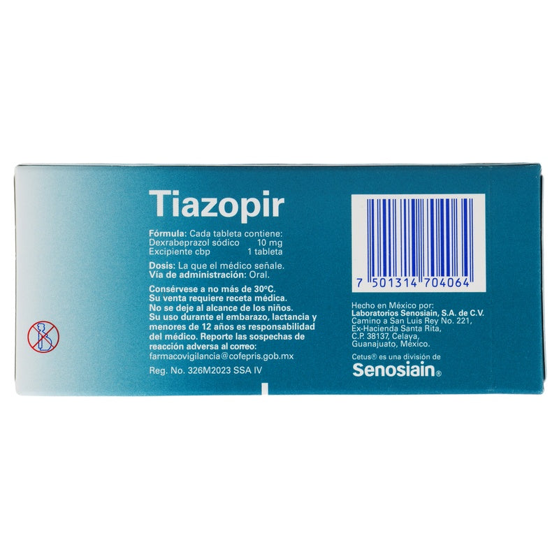 Tiazopir 10 Mg Con 14 Tabletas Liberacion Rapida 7501314704064  perfil 6