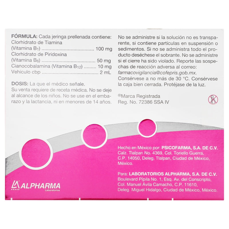 Triamcovit 100/50/10 Mg Con 5 Jeringas Prellenadas 7502226292502  perfil 3