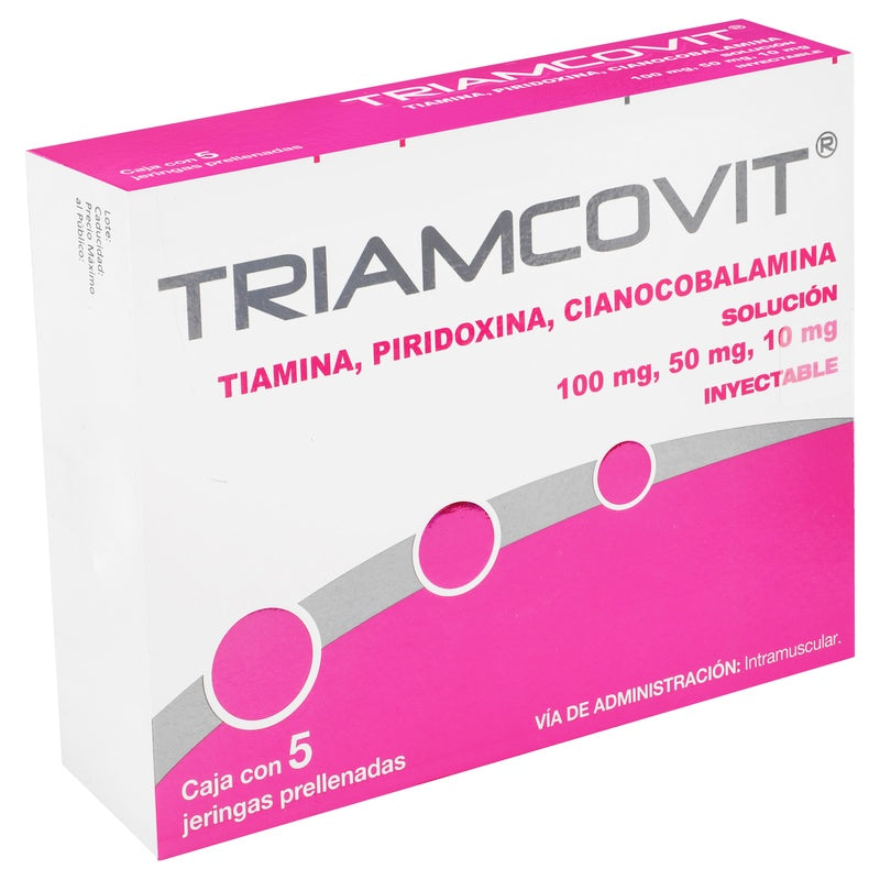 Triamcovit 100/50/10 Mg Con 5 Jeringas Prellenadas 7502226292502  perfil 7