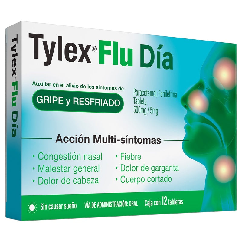Tylex Flu Dia 500/5 Mg Con 12 Tabletas 7501007535111