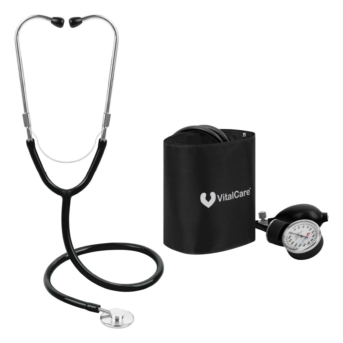 Baumanometro Aneroide Con Estetoscopio Simple Negro Vitalcare