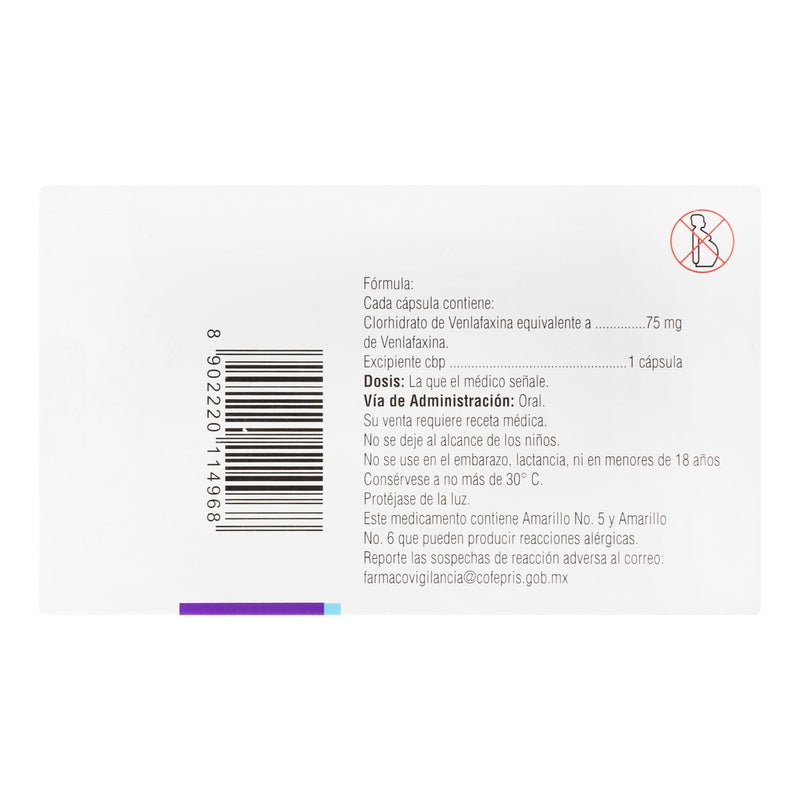 Vextor 75 Mg Con 30 Capsulas Liberacion Prolongada 8902220114968  perfil 2