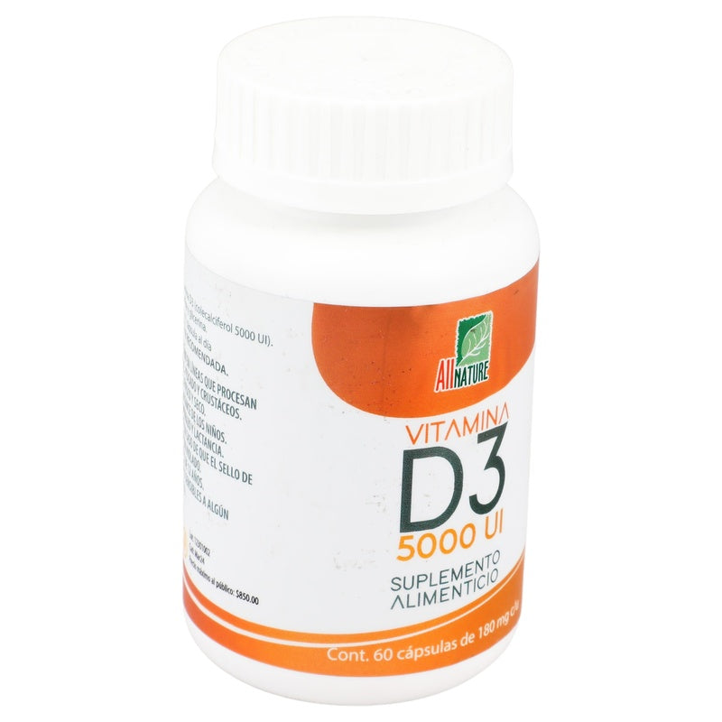 Vitamina D3 Suplemento Alimenticio Con 60 Capsulas Allnature 7506531000012  perfil 2