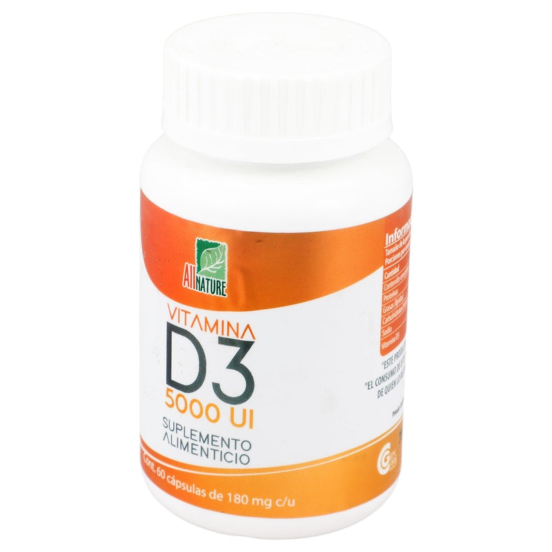 Vitamina D3 Suplemento Alimenticio Con 60 Capsulas Allnature 7506531000012  perfil 3