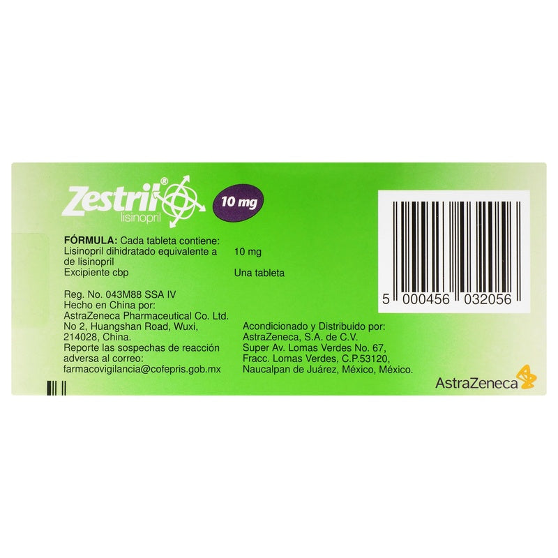 Zestril 10 Mg Con 14 Tabletas 5000456032056  perfil 2