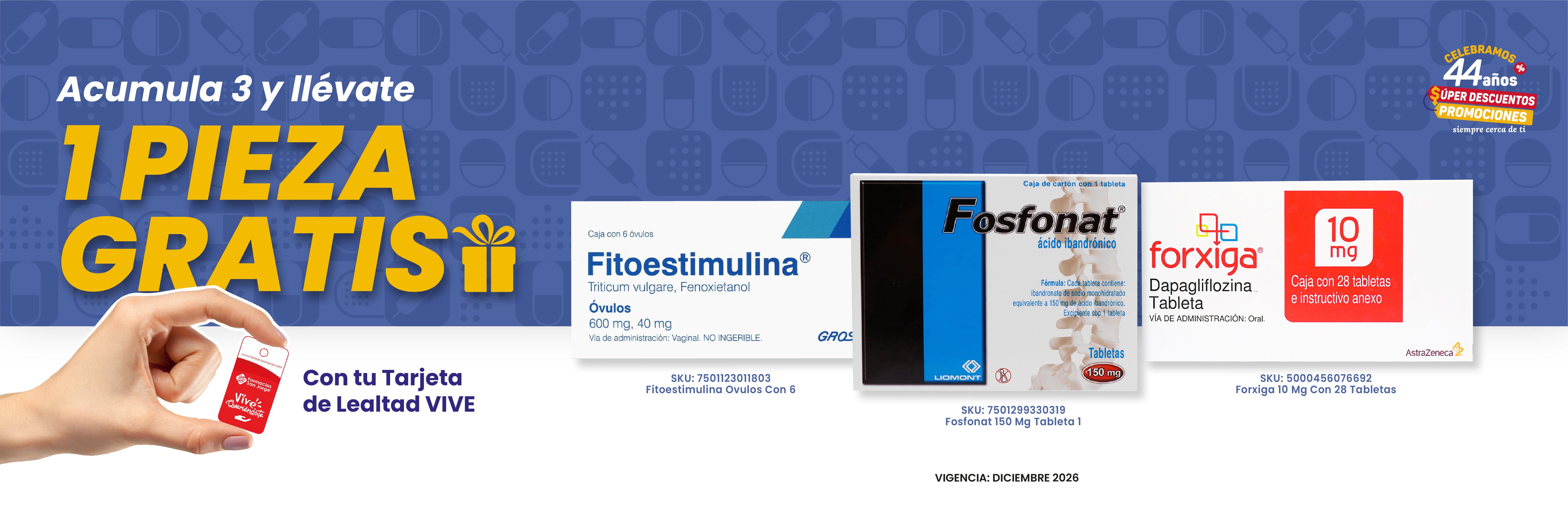 acumula 3 y llévate 1 pieza gratis