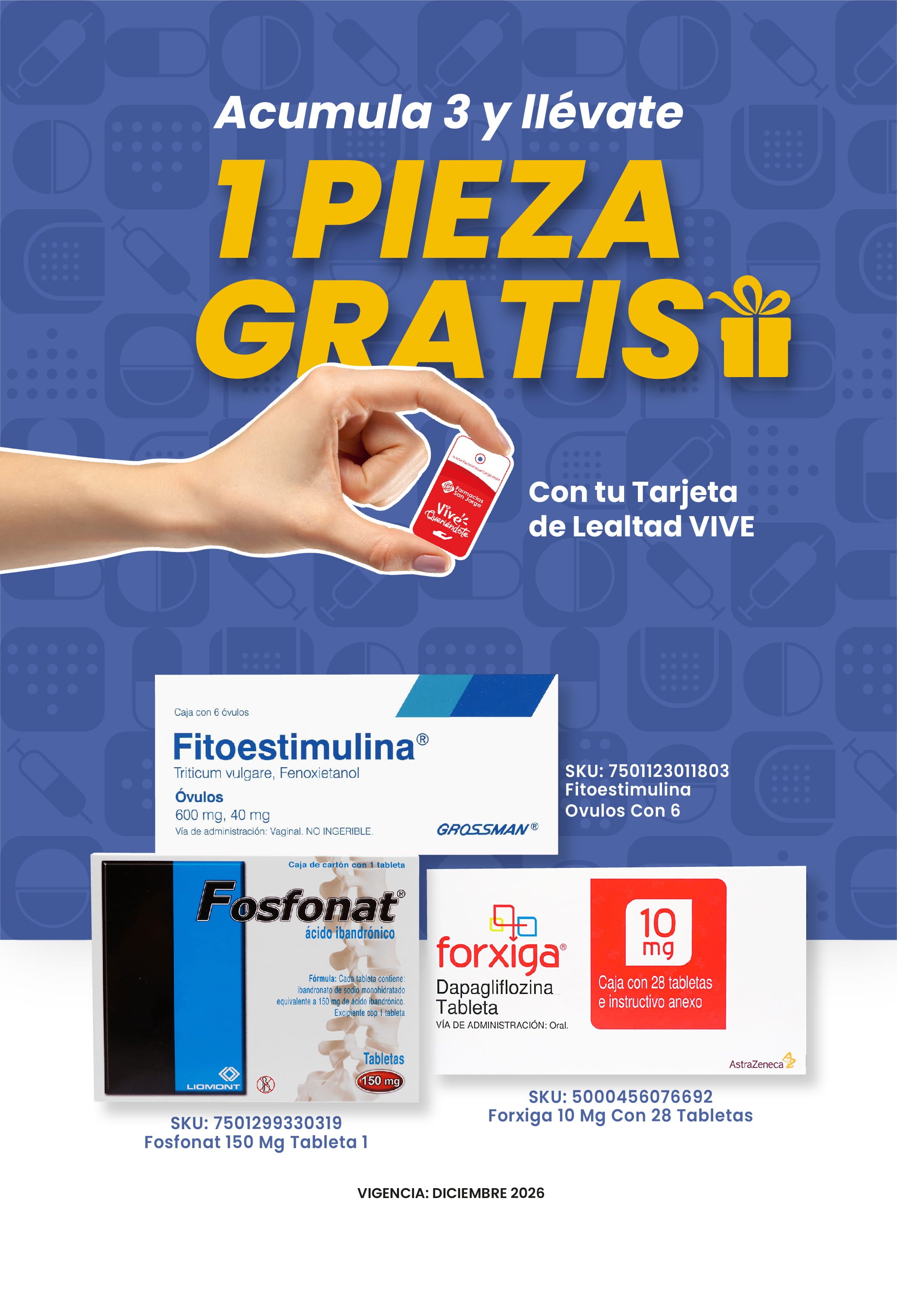 Acumula 3 y llevate 1 pieza gratis