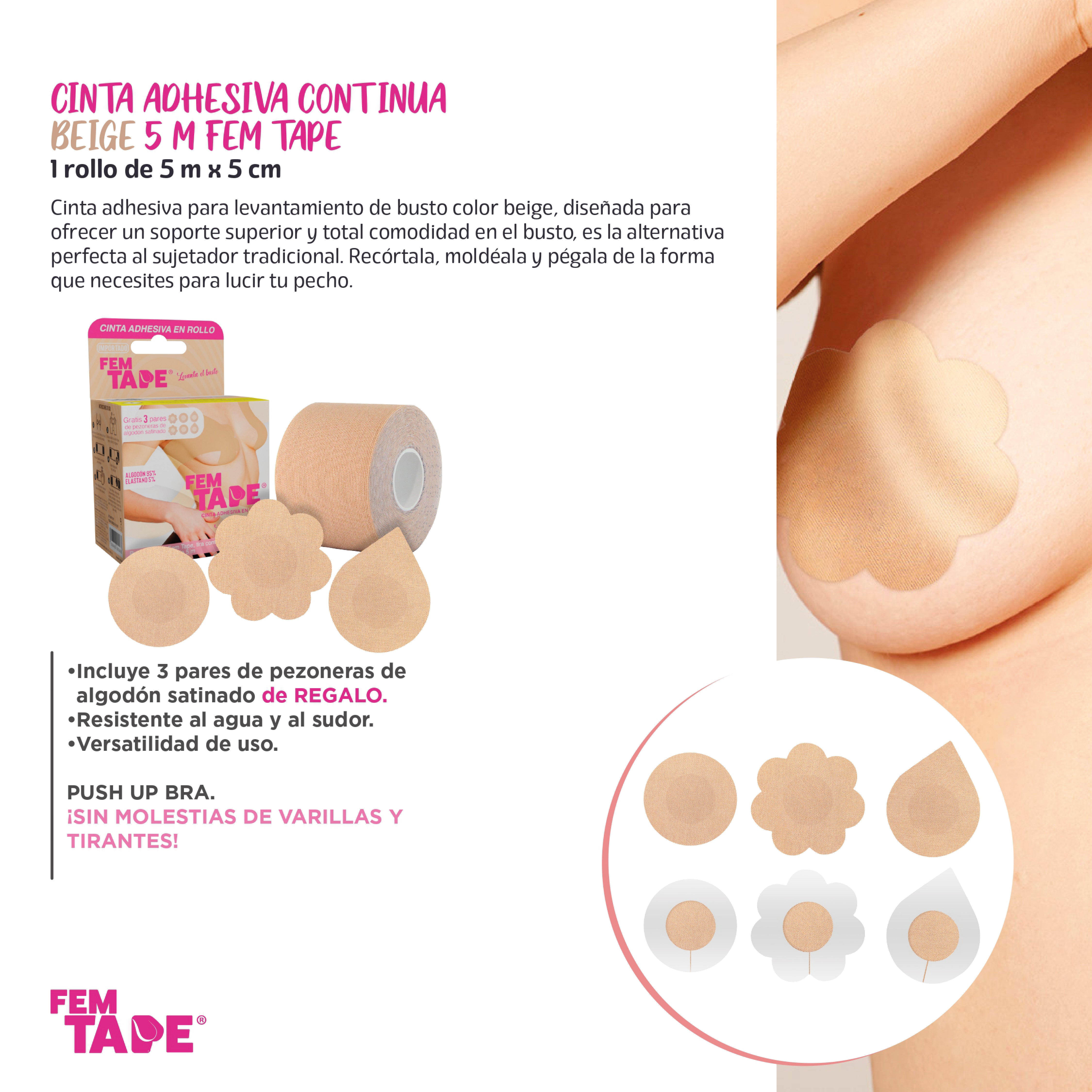 Cinta Kinesiologica Fem Tape 5 M+3 Pezoneras Levanta Busto