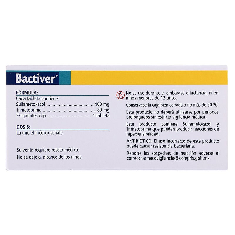 Bactiver 80/400 Mg Con 20 Tabletas