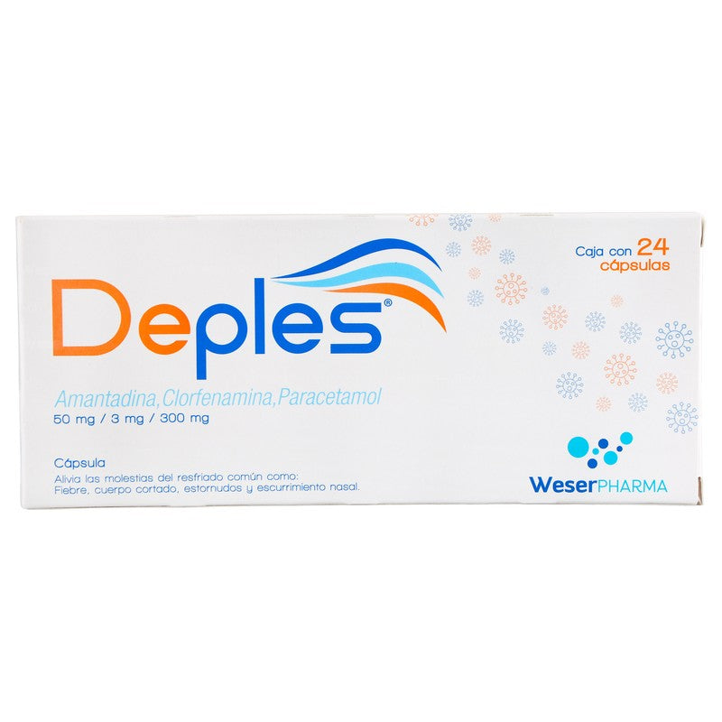 Deples Amantadina,Clorfenamina,Paracetamos Con 24 Capsulas 7501300450265