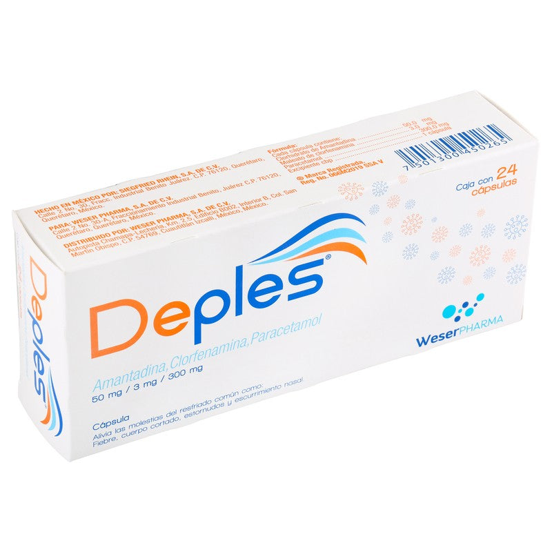 Deples Amantadina,Clorfenamina,Paracetamos Con 24 Capsulas 7501300450265 2