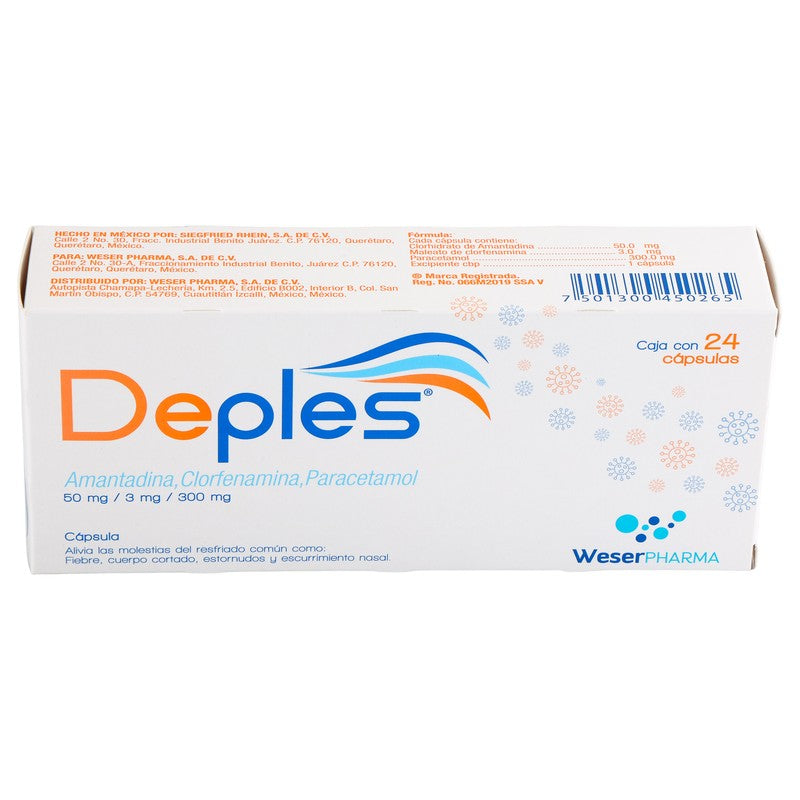 Deples Amantadina,Clorfenamina,Paracetamos Con 24 Capsulas 7501300450265 3