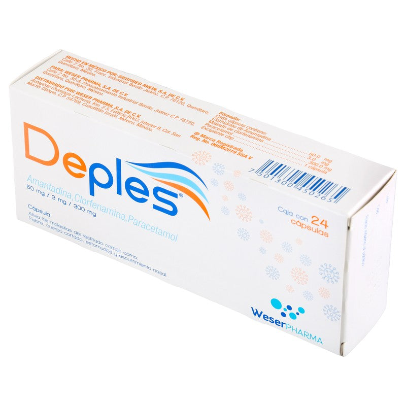 Deples Amantadina,Clorfenamina,Paracetamos Con 24 Capsulas 7501300450265 4