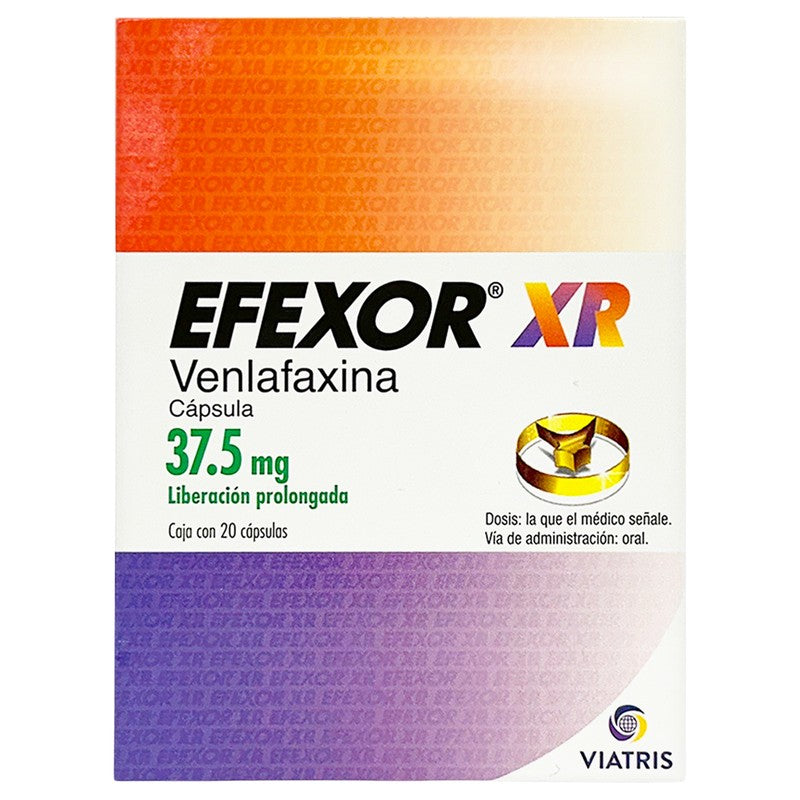 Efexor-Xr 37.5 Mg Con 20 Capsulas Liberacion Prolongada 840149675512