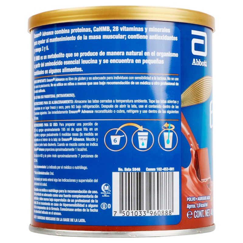 Ensure Advance Chocolate Polvo 400 G 7501033960888 6