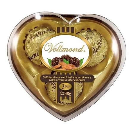 Chocolate Vollmond Corazon Grande Con 3 Piezas