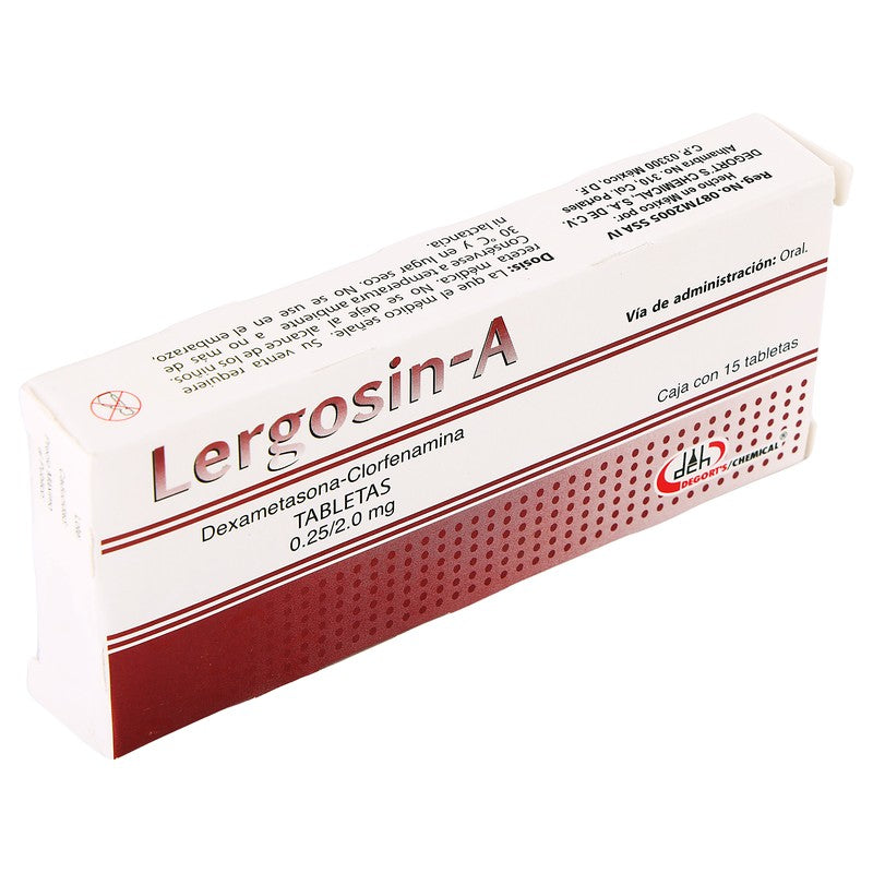 Lergosin-A (Dexametasona/Clorfenamina)0.25/2 Mg Con 15 Tabletas