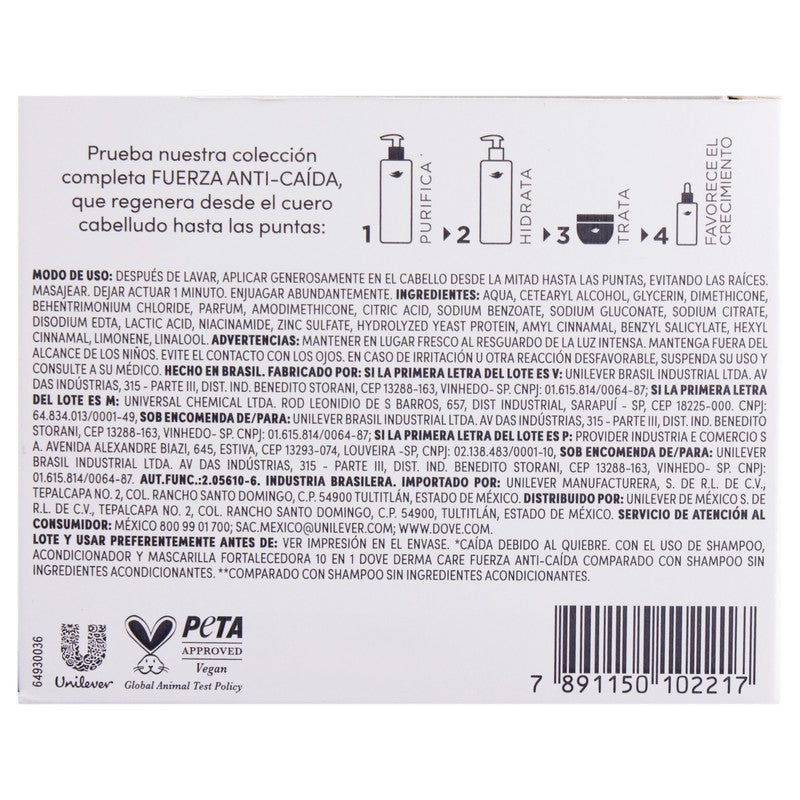 Mascarilla Fortalecedora Dove Derma Care Anti Caida 270 G 7891150102217 7