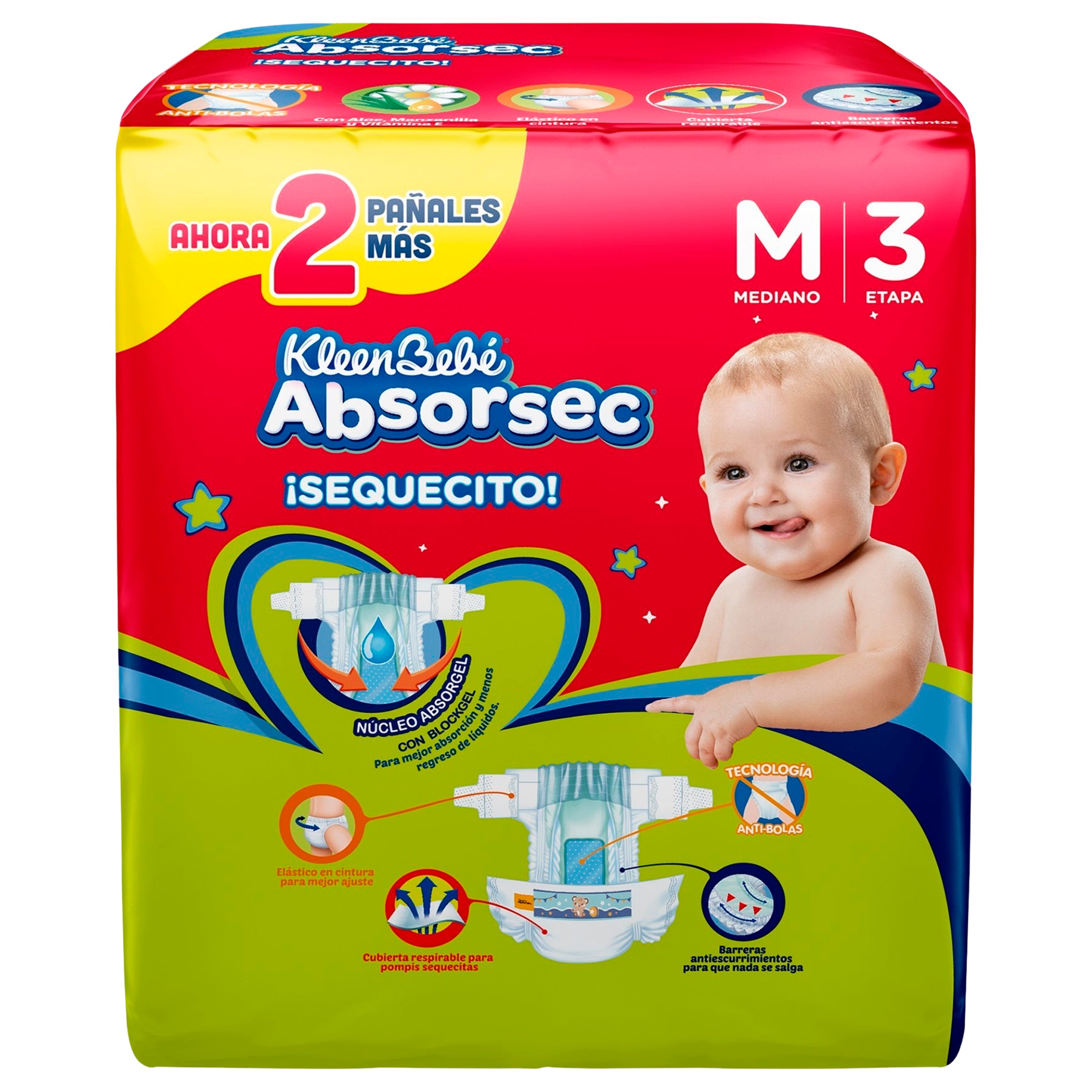 Pañal Kleebebe Absorsec Mediano Con 14 Pzas-1