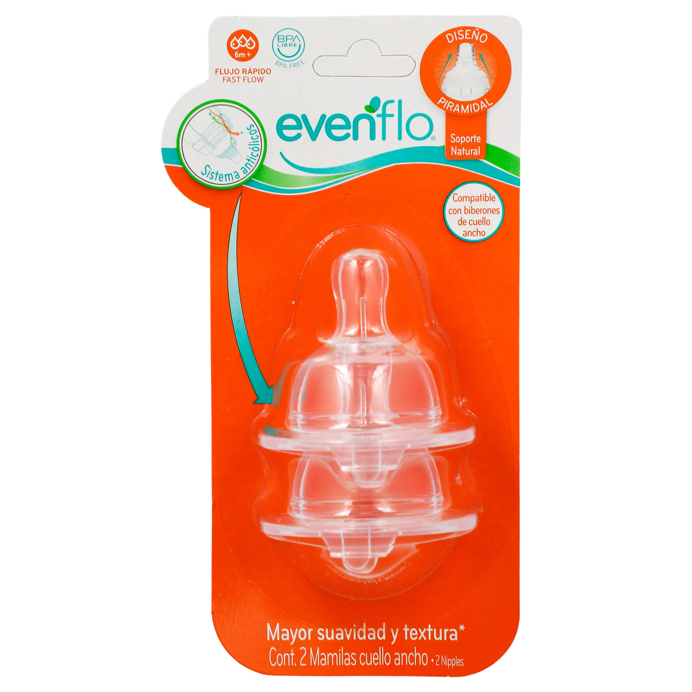 Mamila Evenflo Silicon Fluido Rapido Con 2 Piezas-1