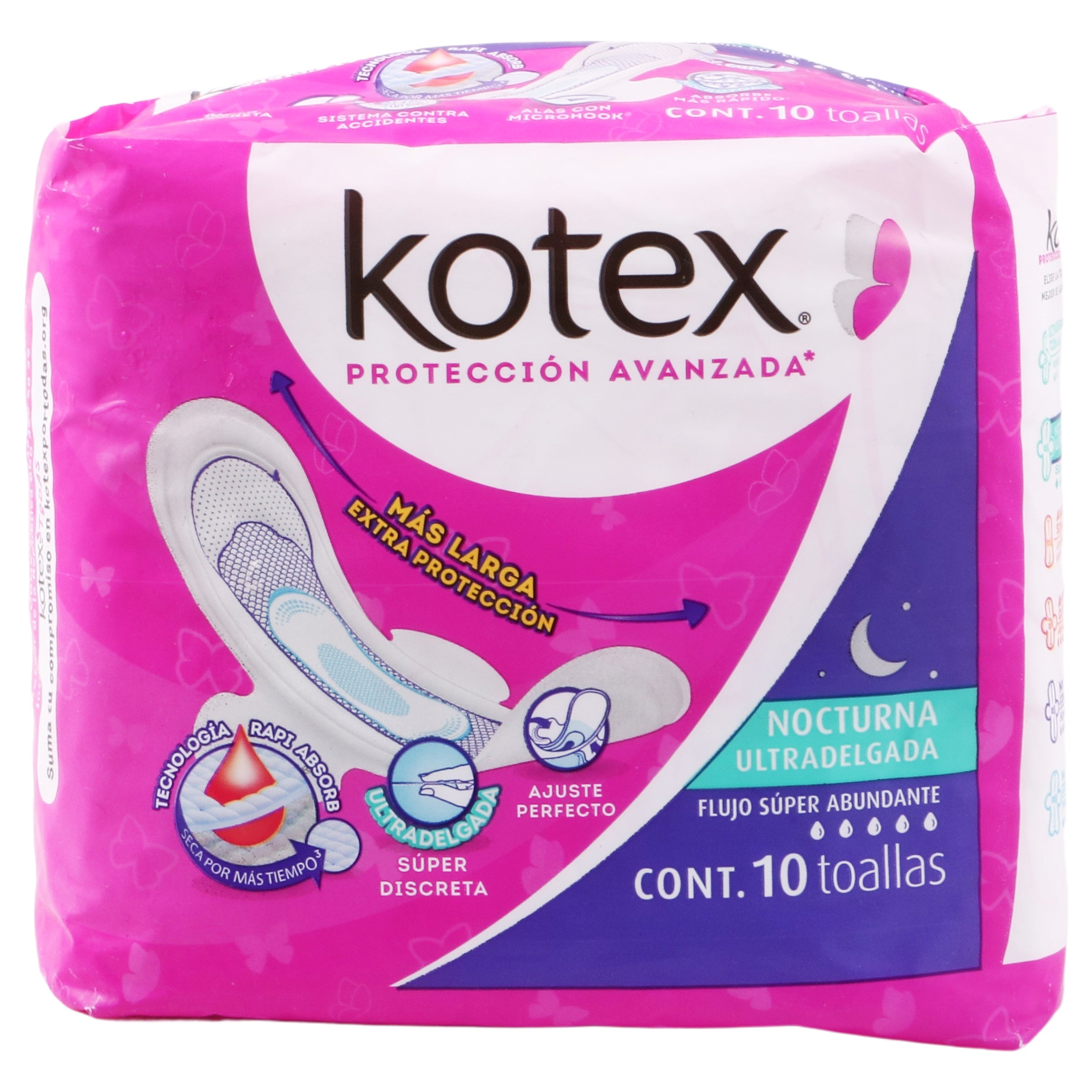 Toallas Sanitarias Kotex Nocturna Ultra Delgada Con 10 Piezas-1