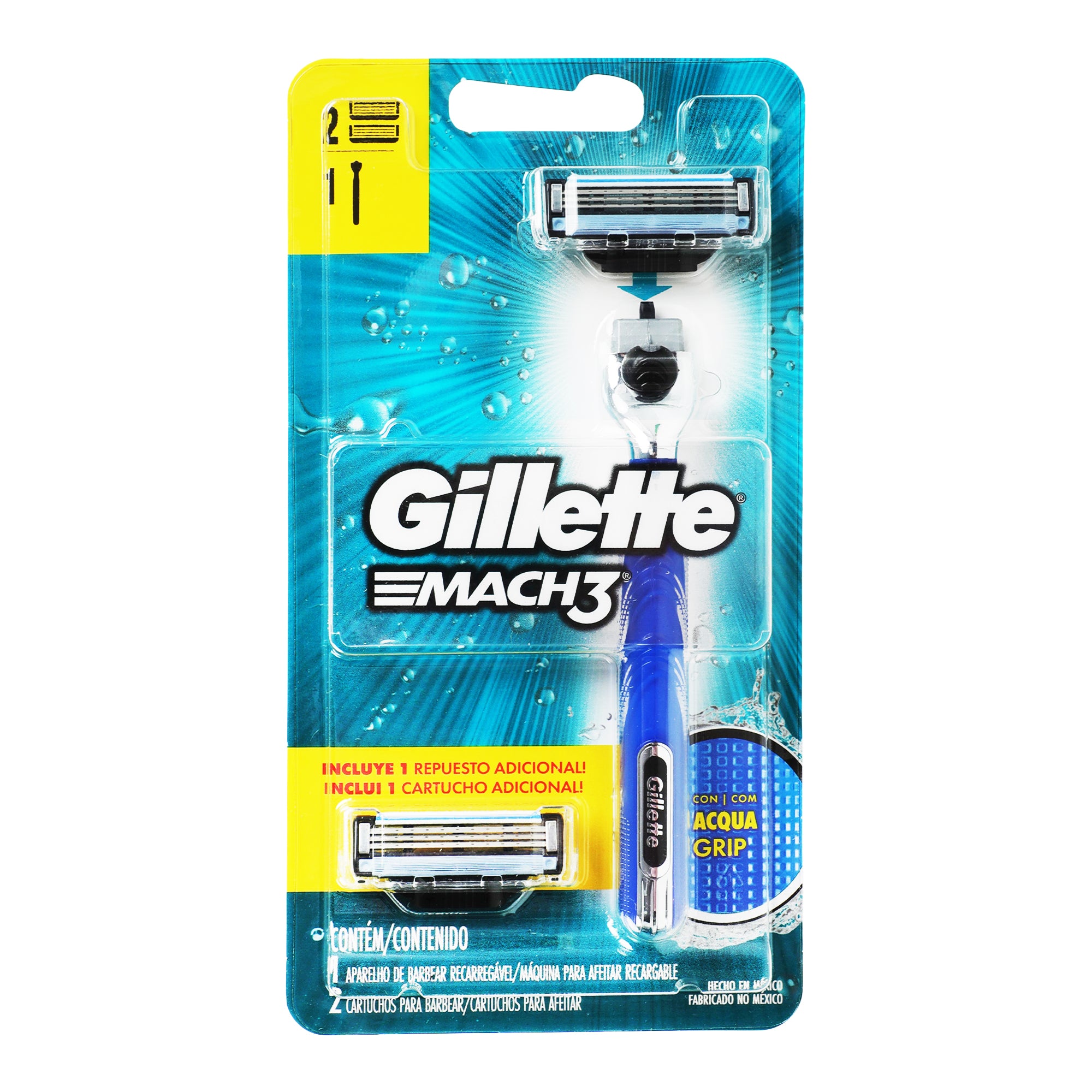 Rastrillo Gtte Mach3 Acqua Grip+1Cart-1