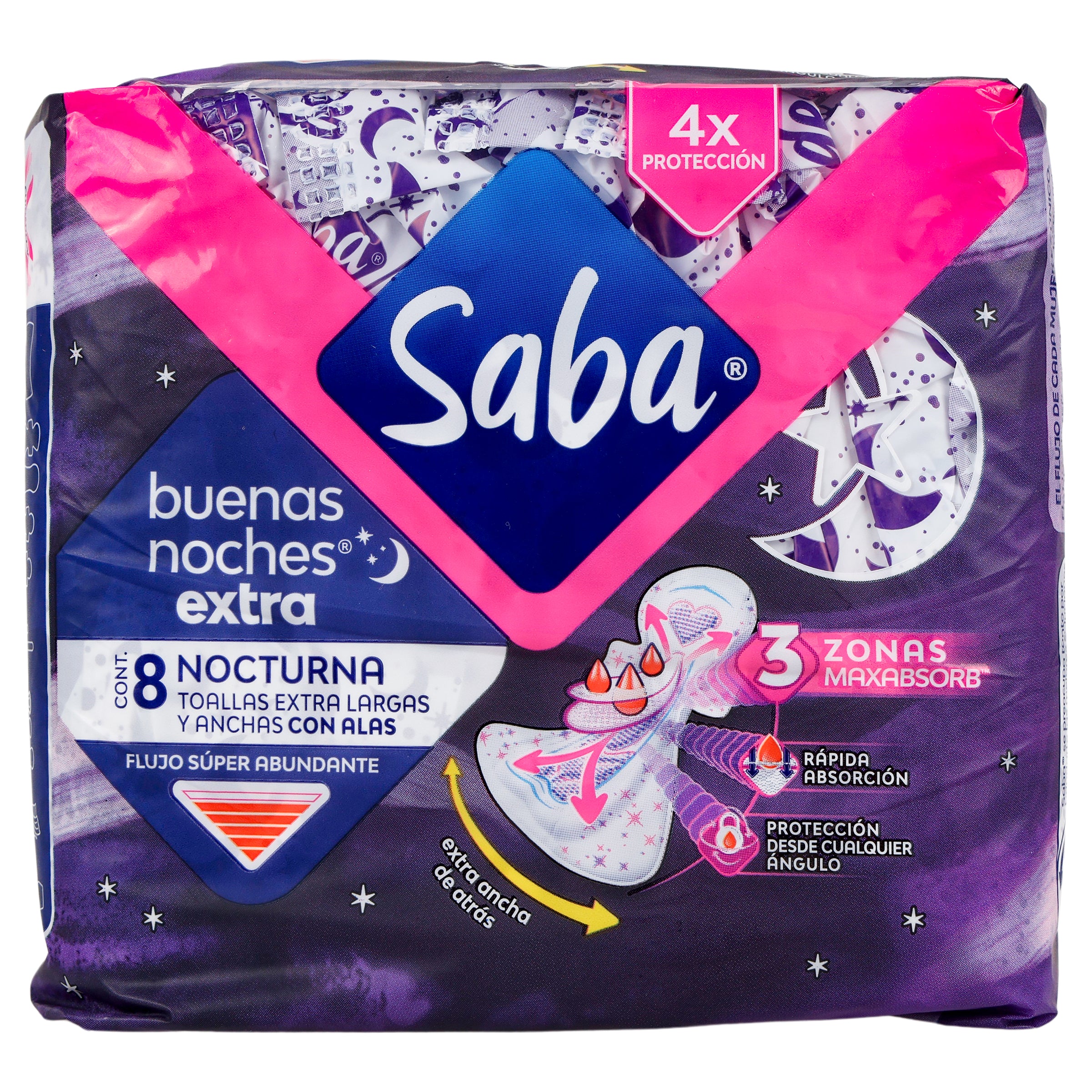 Toallas Sanitarias Saba B-Noche Extra Con A 8-1