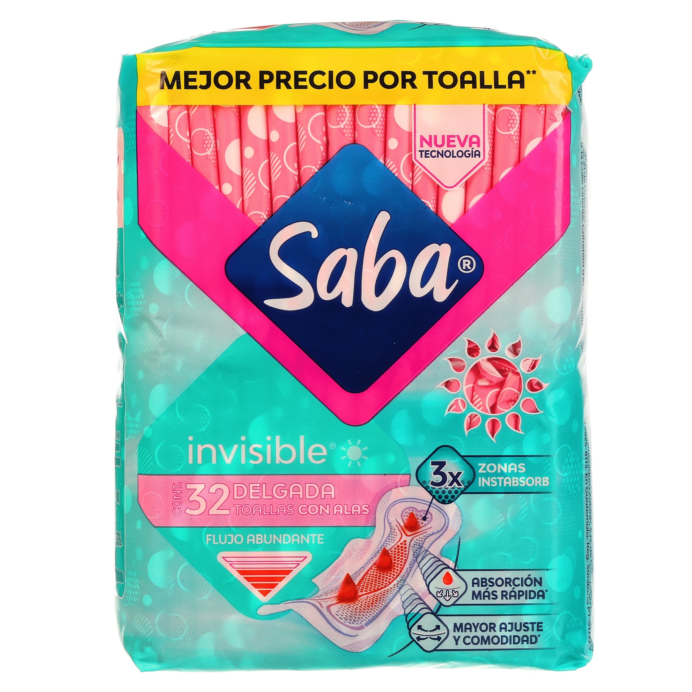 Toallas Sanitarias Saba Invisible Delgada Con 32 Piezas-1