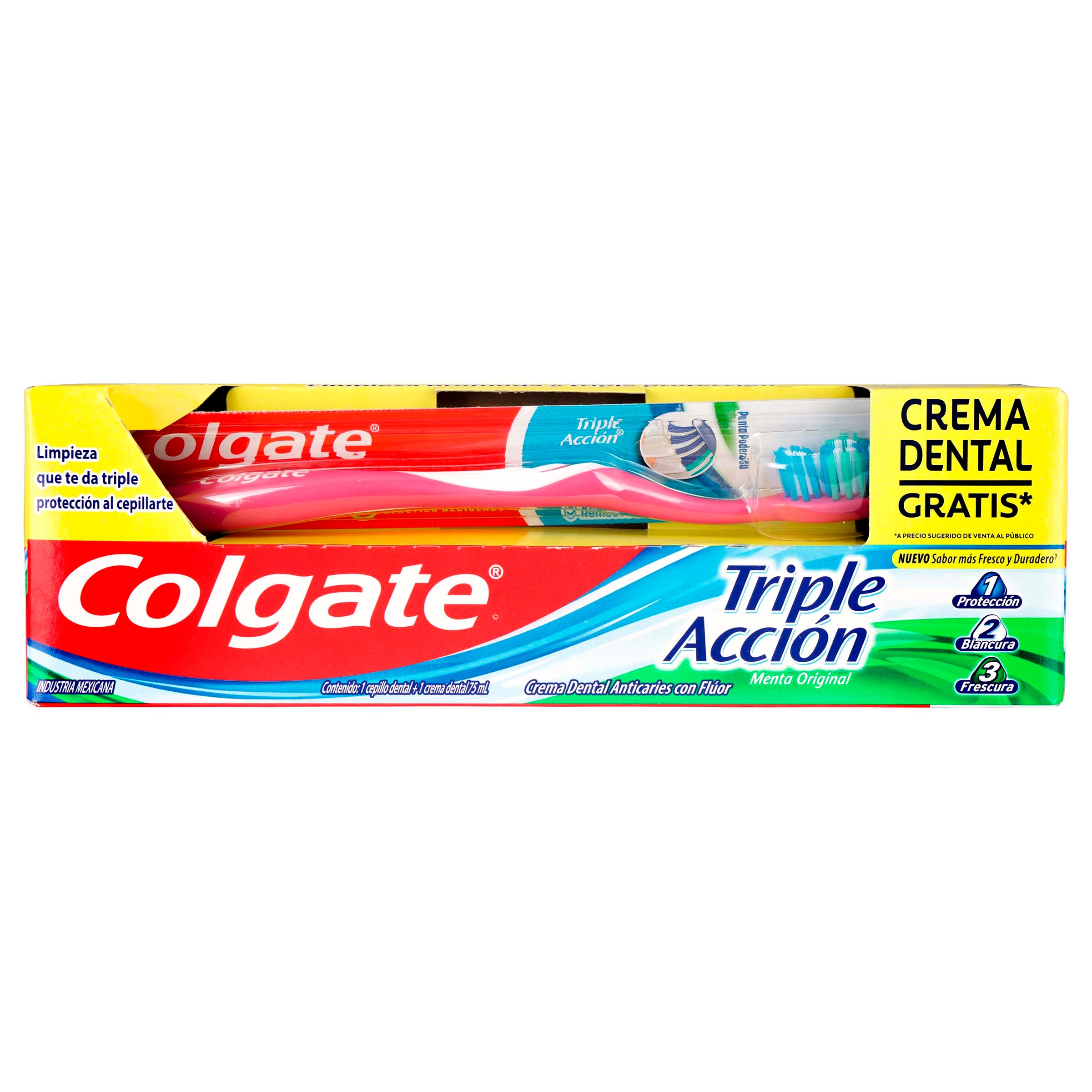 Cepillo Dental Colgate Triple Accion Mas Crema Dentaltriple Accion  75 Ml-1