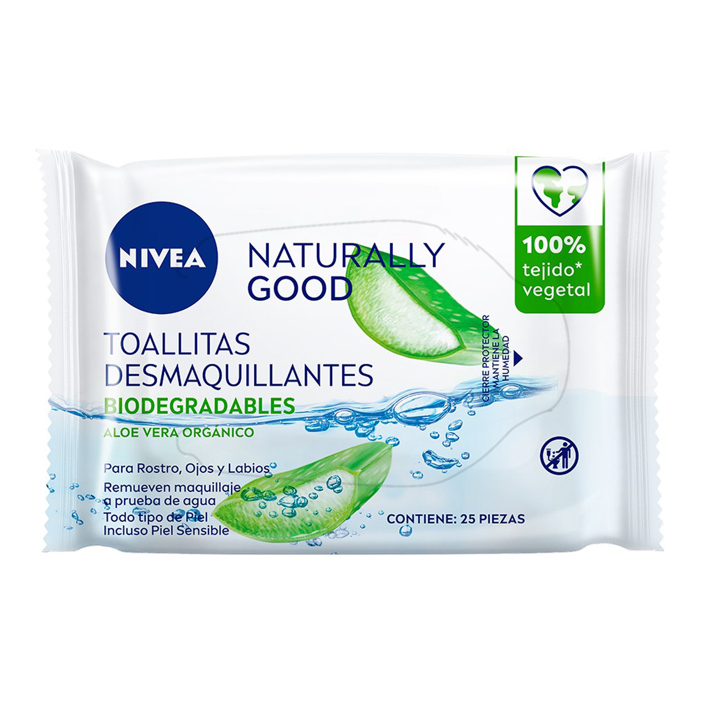 Toallitas Nivea Desmaquillantes Naturally Good Aloe Vera Con 25 Piezas-1