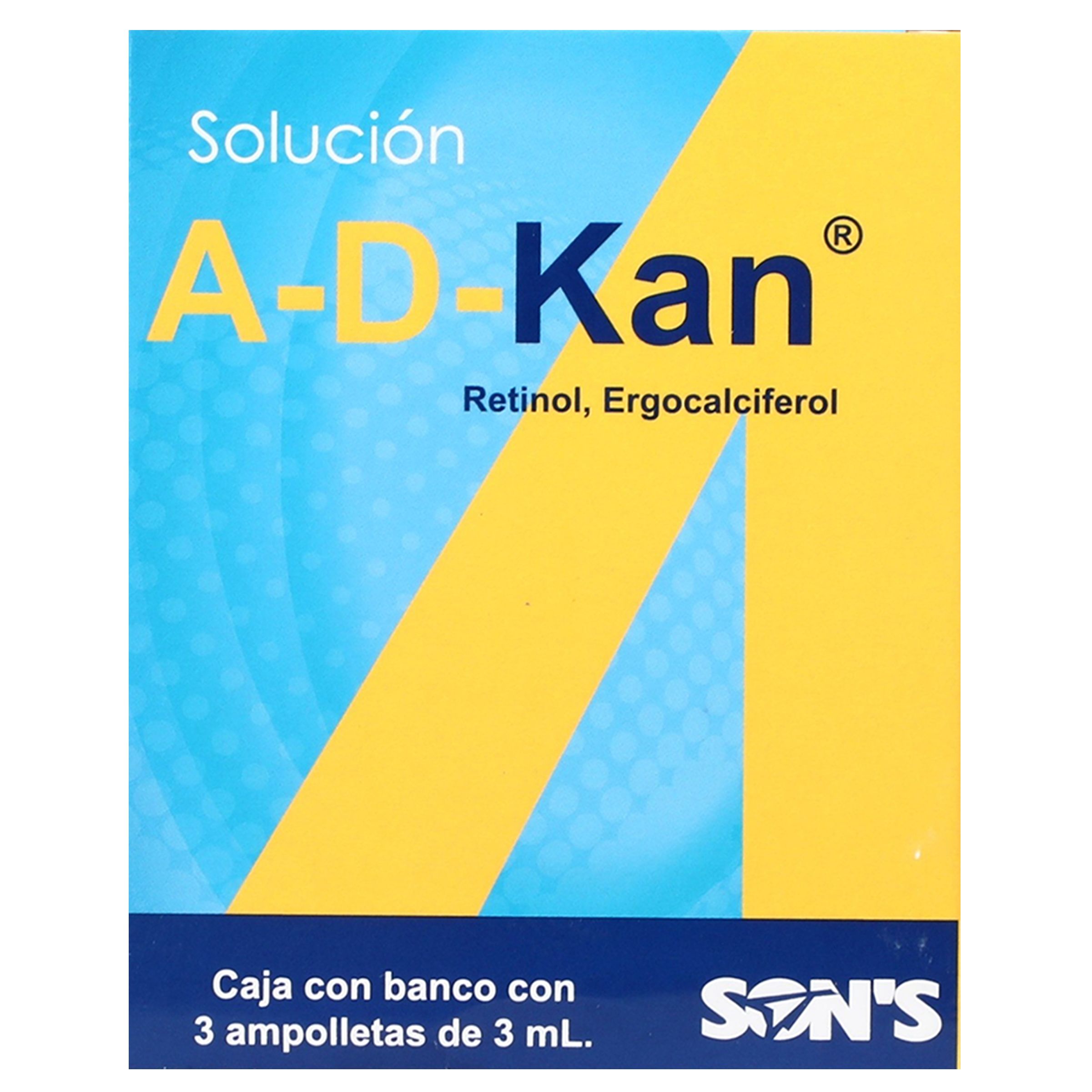 A-D-Kan Solución (Vit A Y D2) 6000/400 Iu Con 3 Ampolletas 3 Ml