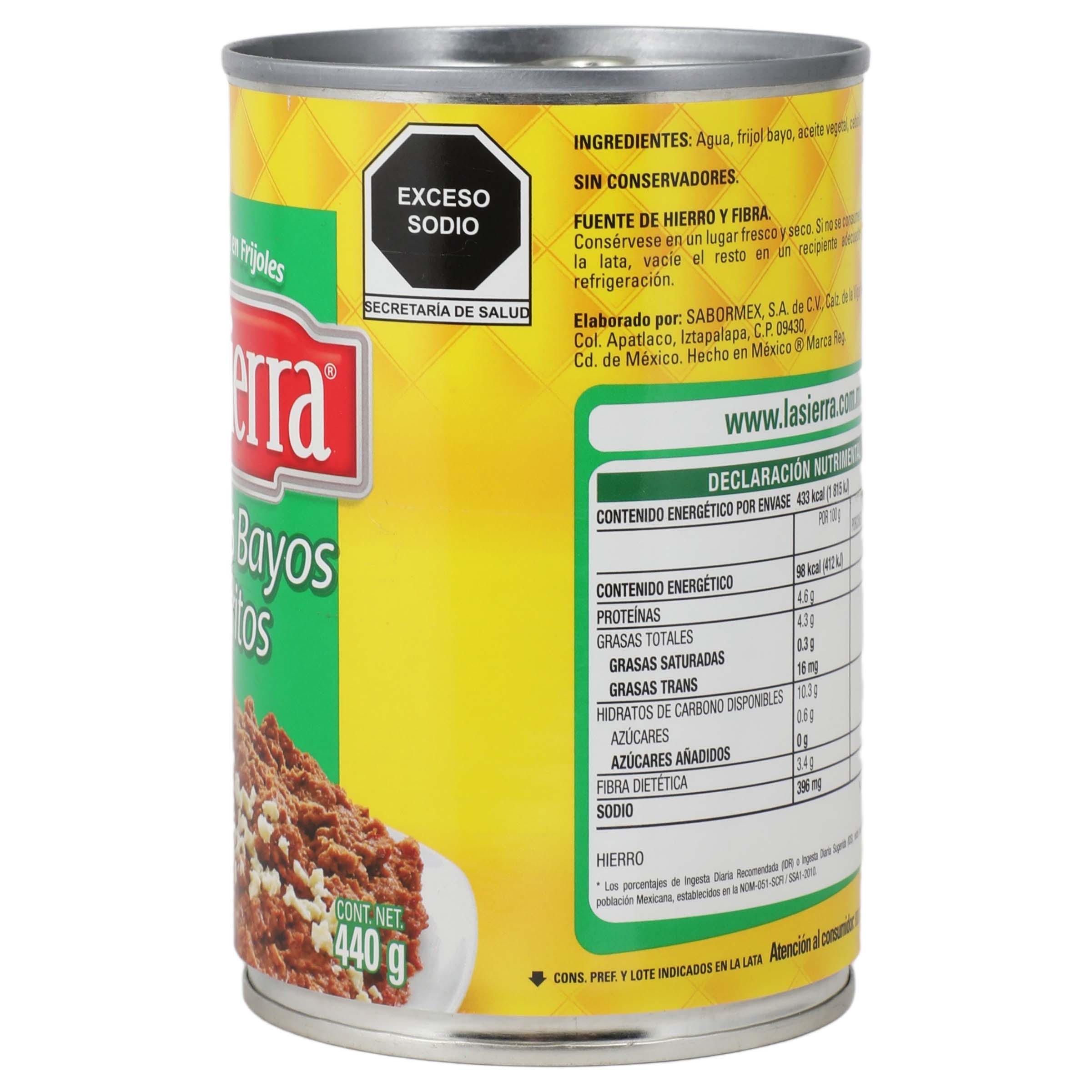 Frijoles Bayos Refritos 440 G La Sierra-4