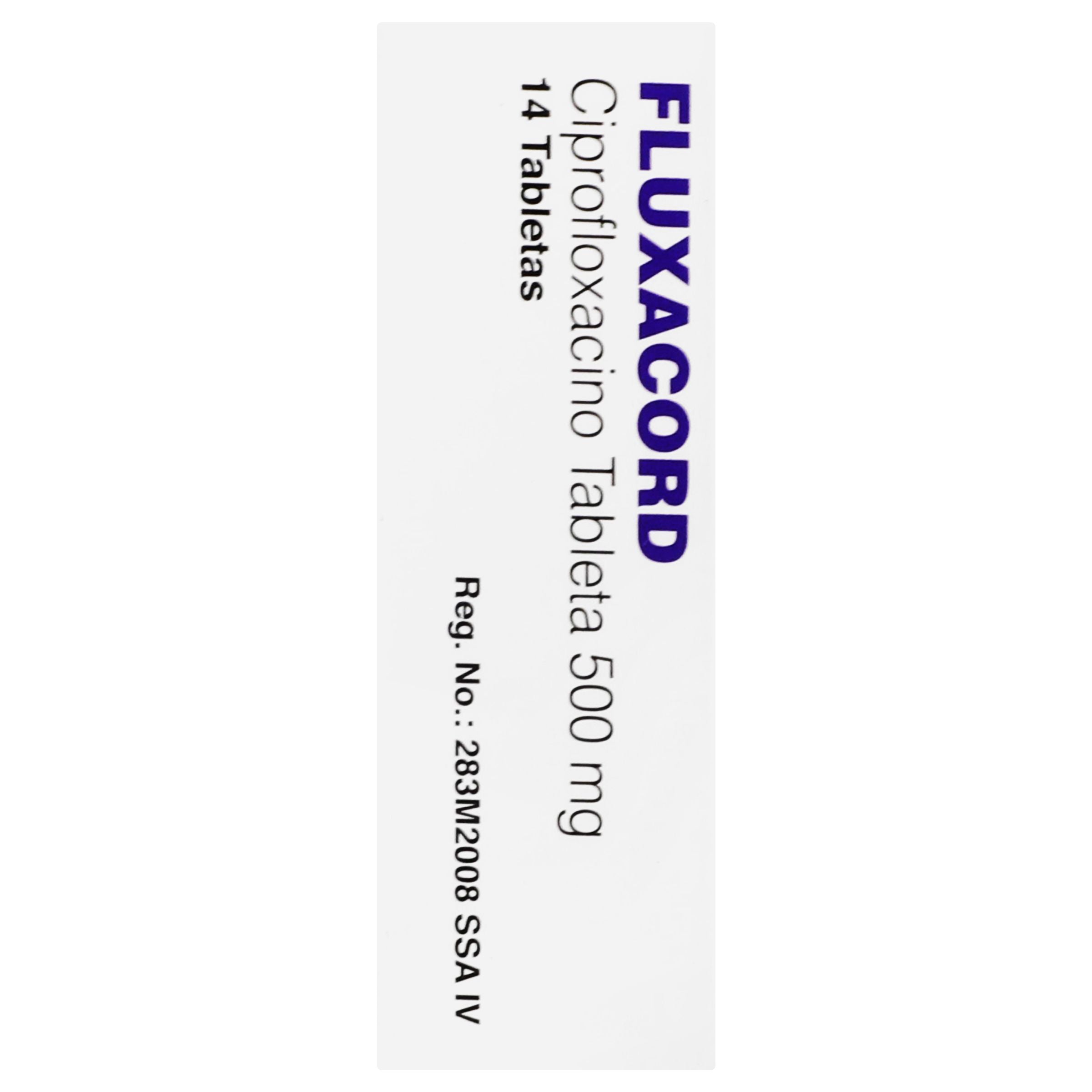 Fluxacord (Ciprofloxacino) 500 Miligramos C/14 Tabletas Dic23-Plvi 5%-4