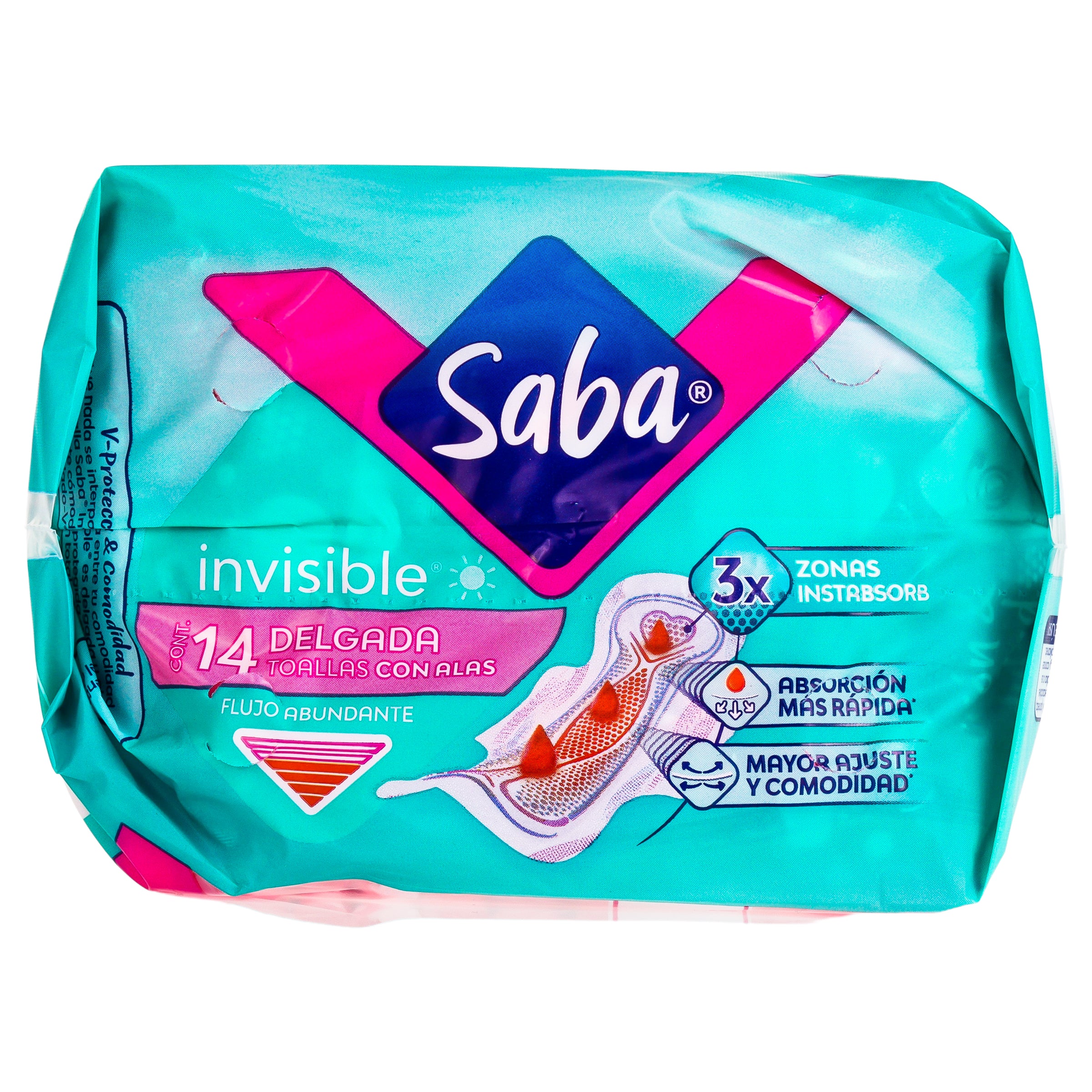 Toallas Sanitarias Saba Invisible Con  Alas Con 14 Piezas-6