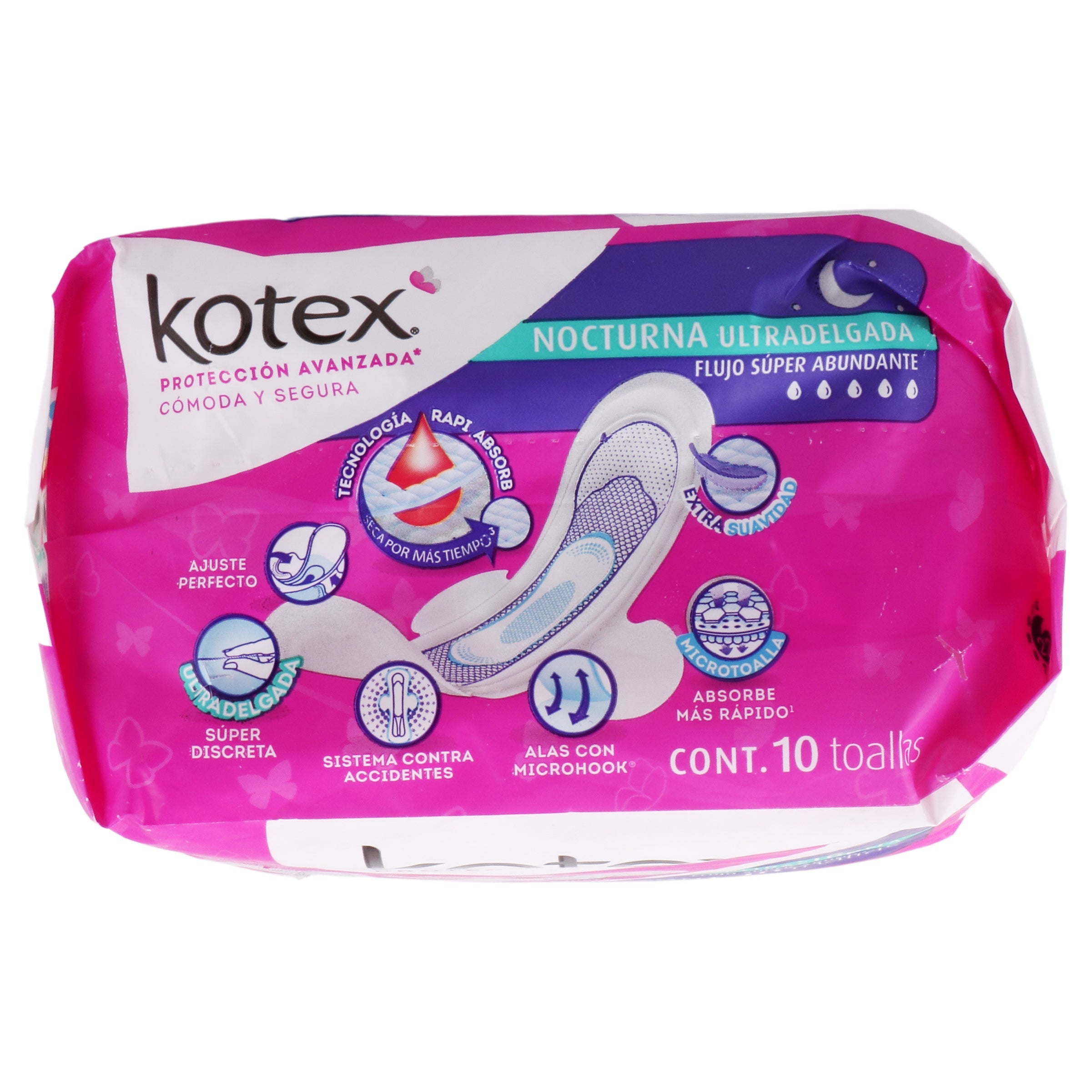 Toallas Sanitarias Kotex Nocturna Ultra Delgada Con 10 Piezas-6