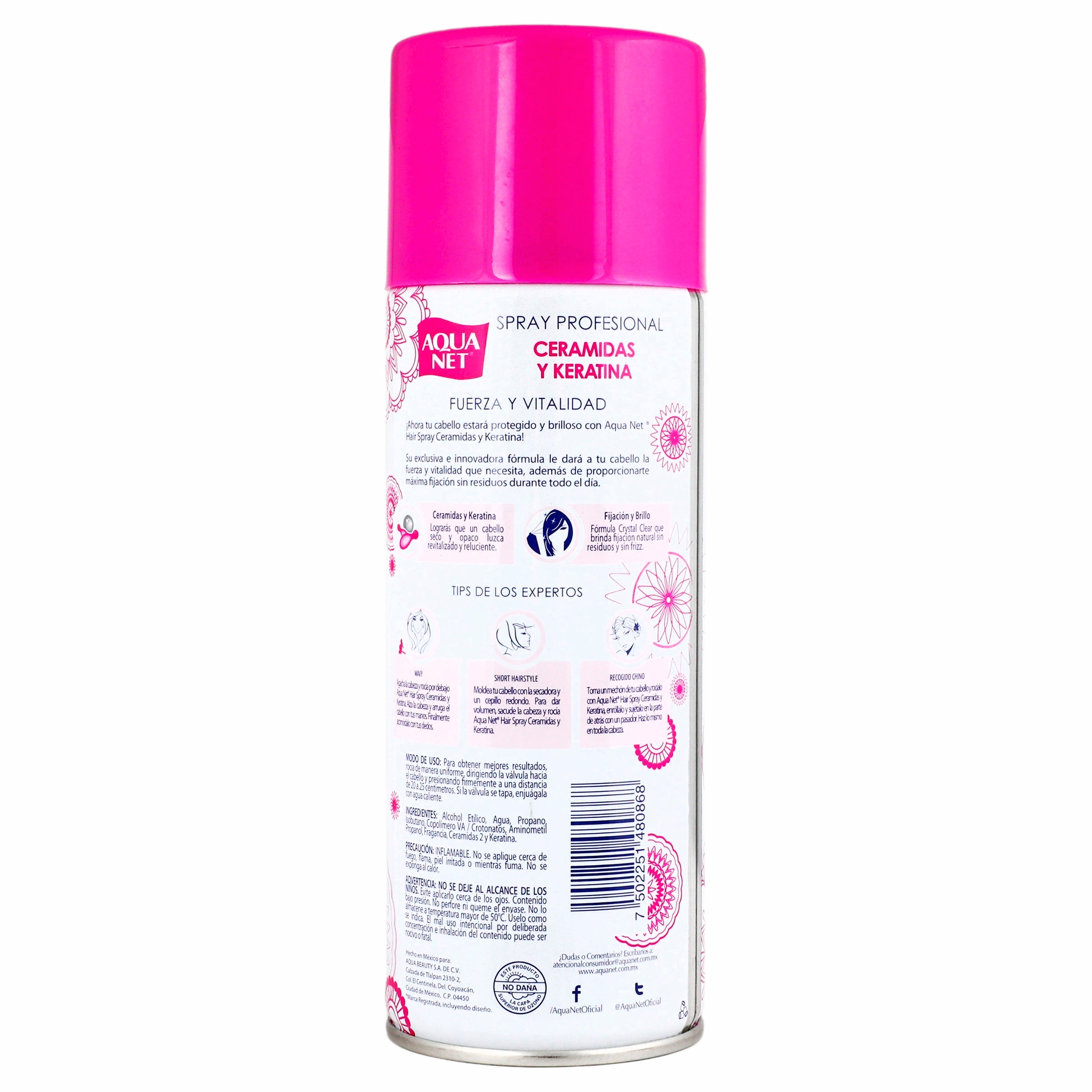 Fijador Aqua Net Ceramidas-Keratina  Spray 316 Ml-7