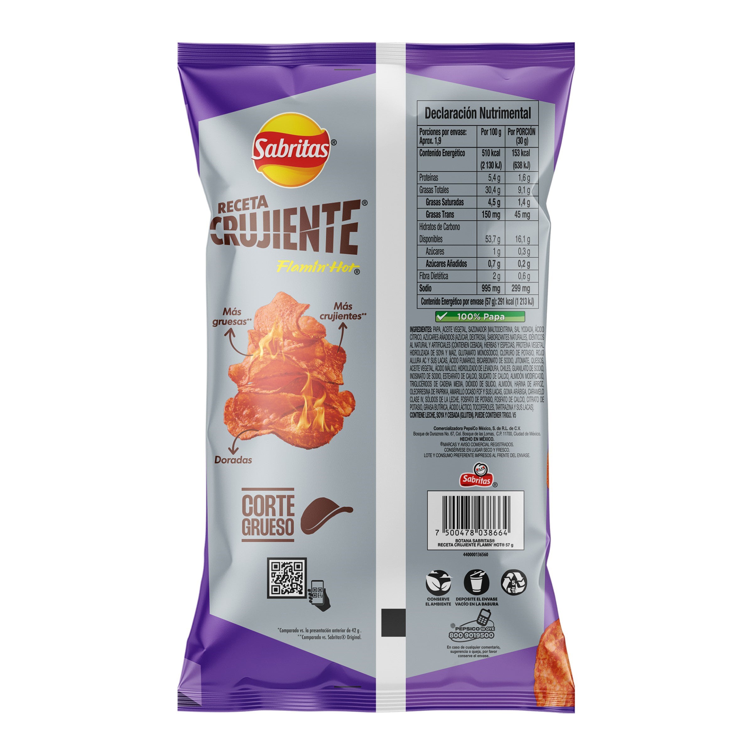 Papas Sabritas Receta Crujiente Flamin Hot 57-2