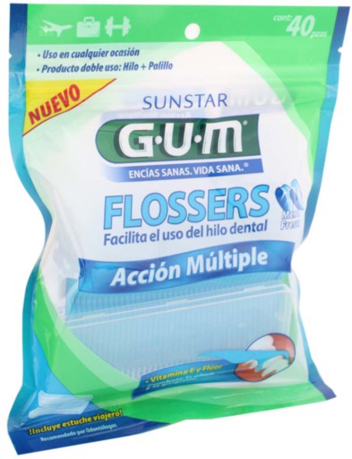 Palillos Gum Con Hilo Dental  Menta 40 Piezas-1