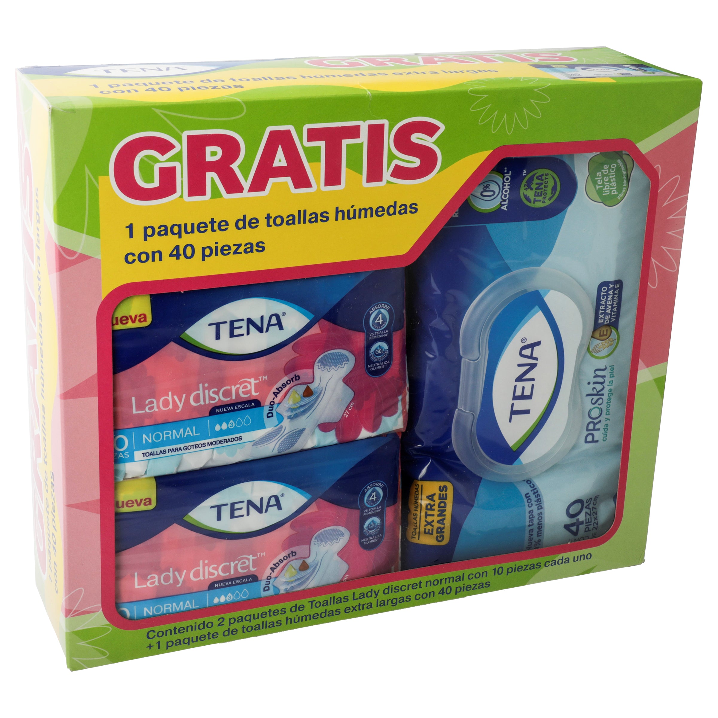 Toallas Sanitarias Tena Lady Con 10 Duo+ Toallitas Humedas-2