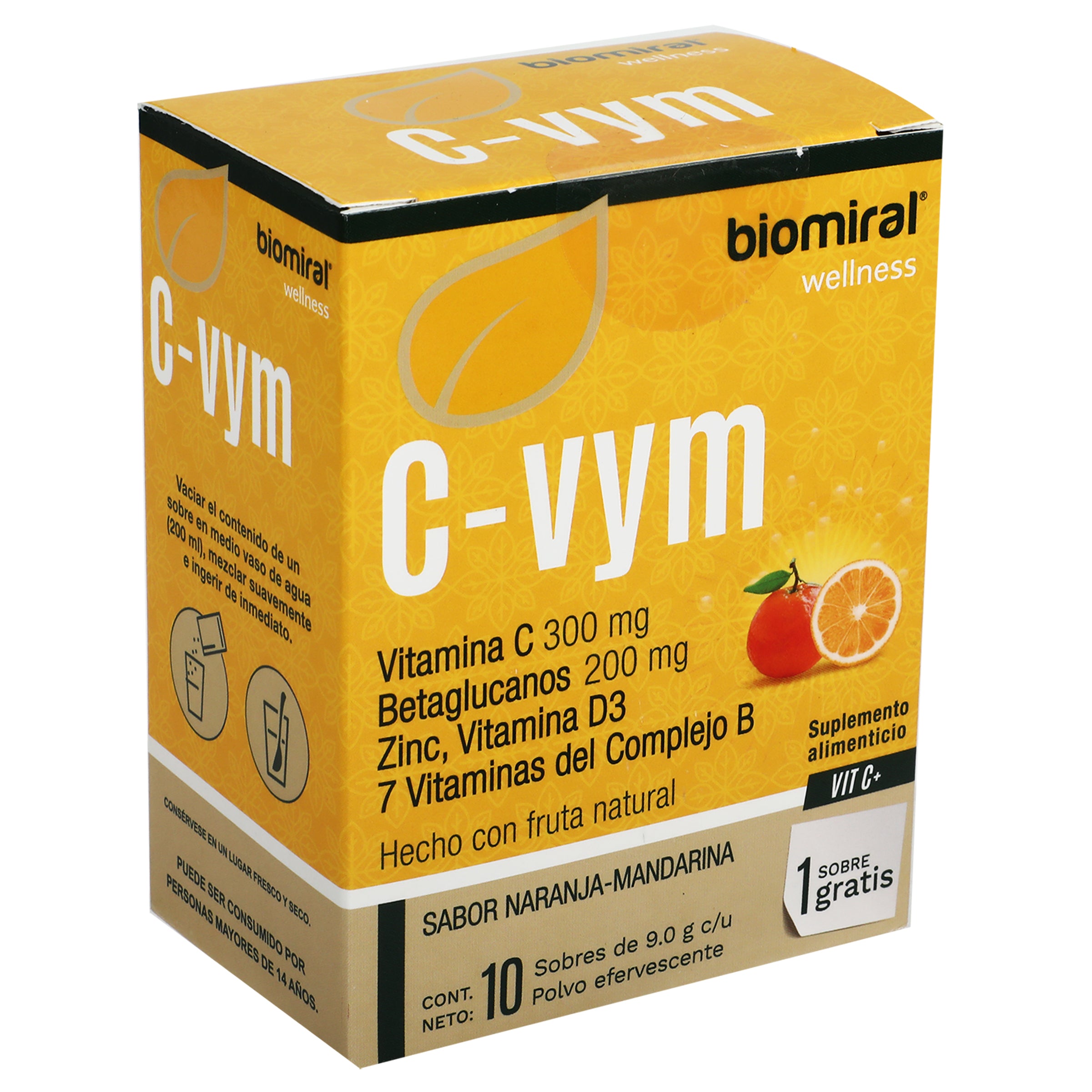 C-Vym (Vitamina Con Betaglucanos/Zinc Y Vitamina D3 Con 10 Sobres-2