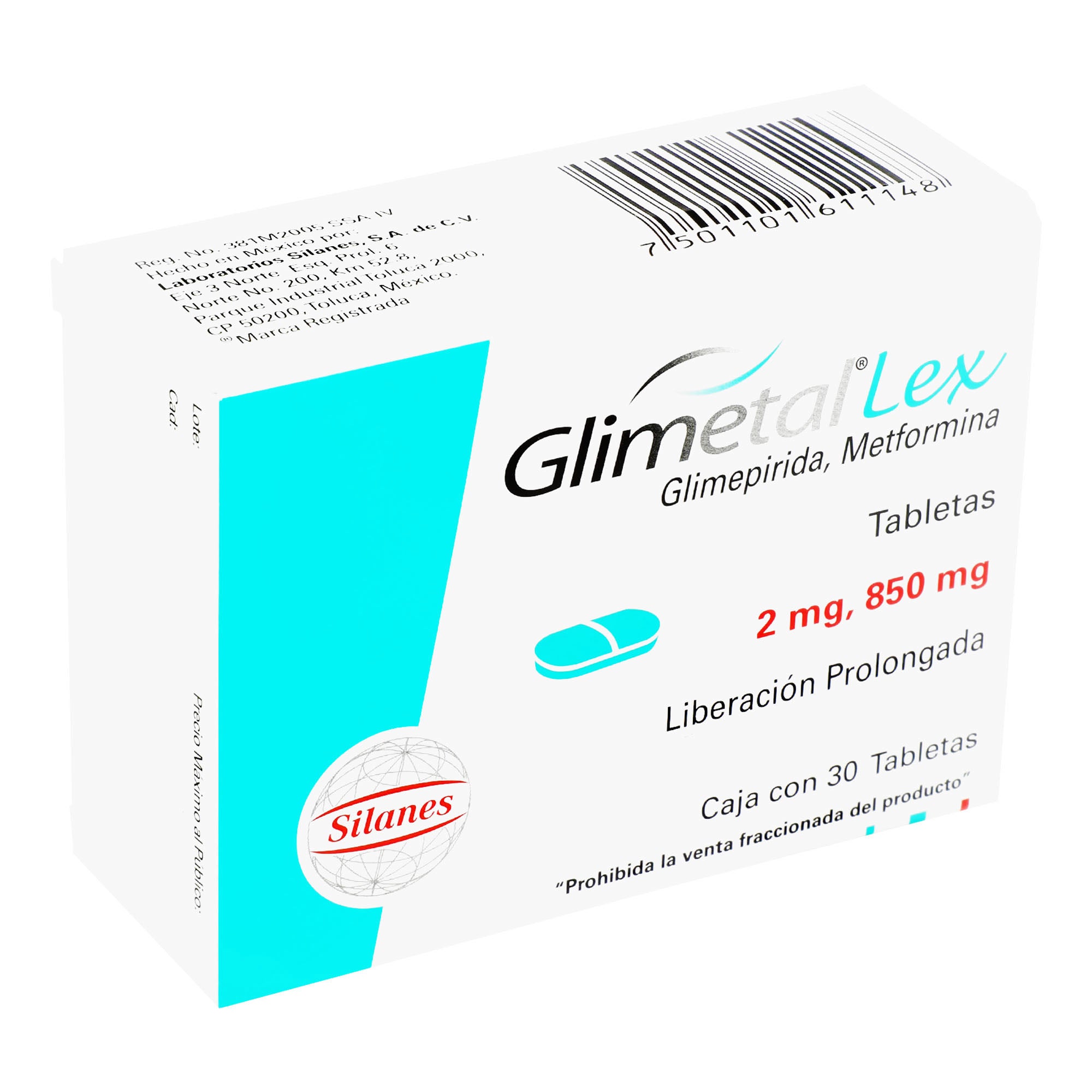 Glimetal-Lex 850/2 Mg Con 30 Tabletas-2