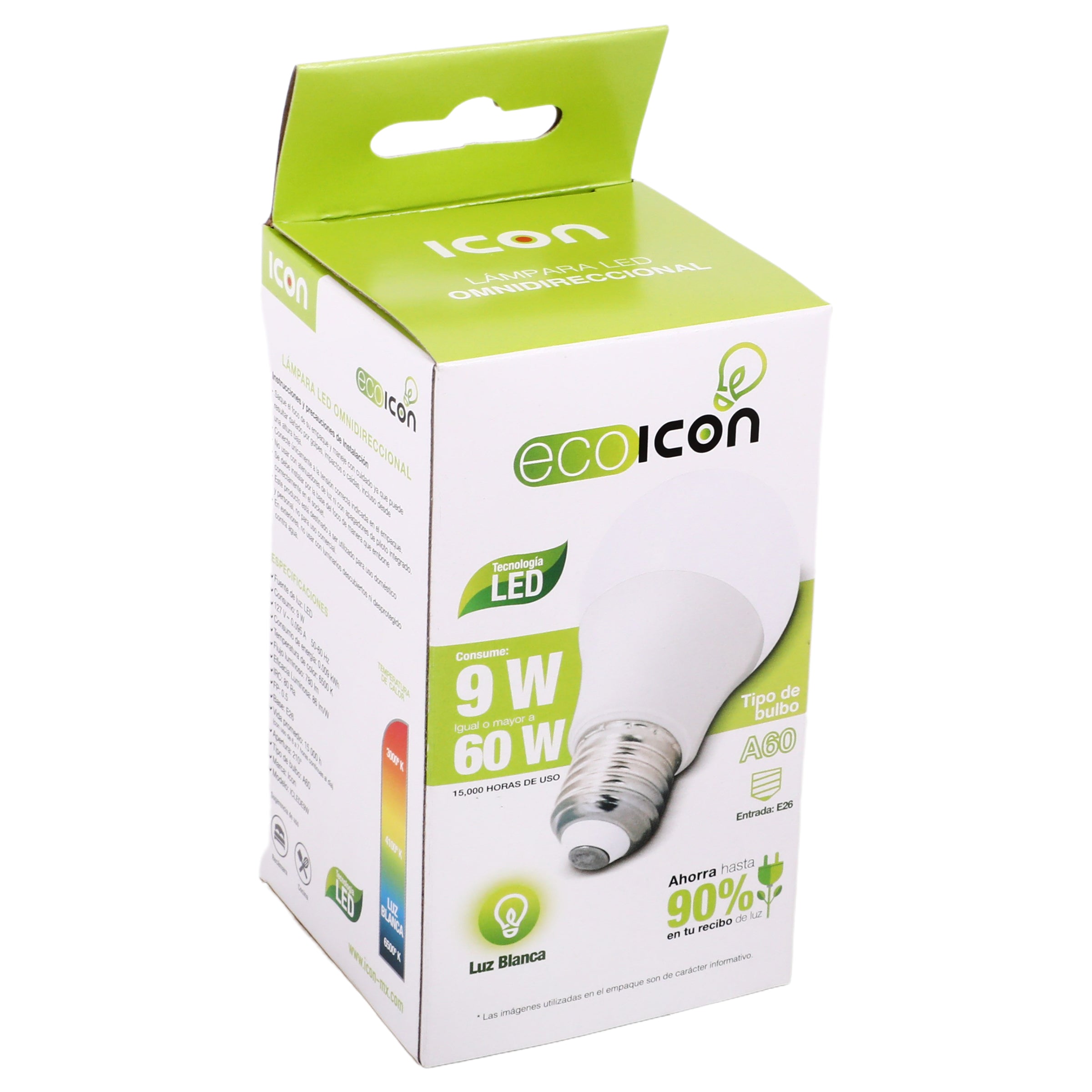 Foco Ecoicon 9W/60W Led Luz Blanca-2