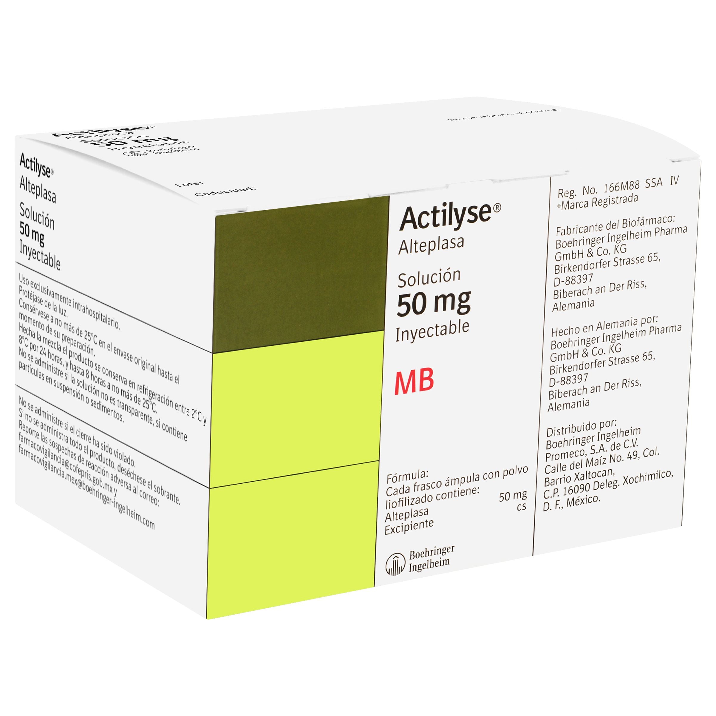 Actilyse (Alteplasa) 50 Mg Con 2 Frascos Ampula De 50 Ml-2